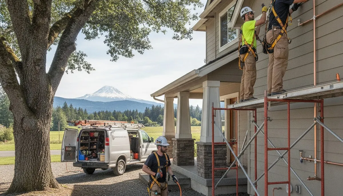 Plumber repairing a leak in Vancouver, WA for plumbing repair service